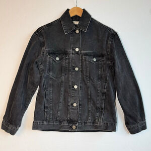 ASOS Jean Jacket Washed Black Cotton Denim Size 2